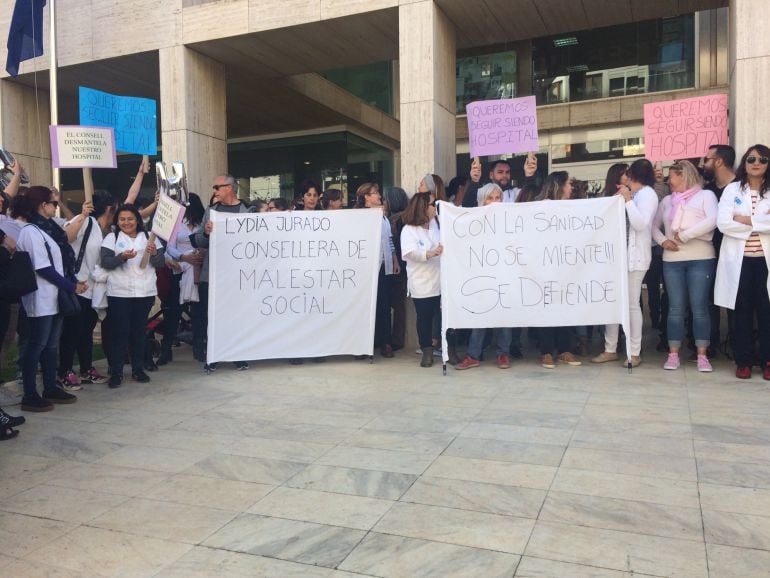 Imagen de la protesta de los trabajos de Cas Serres.