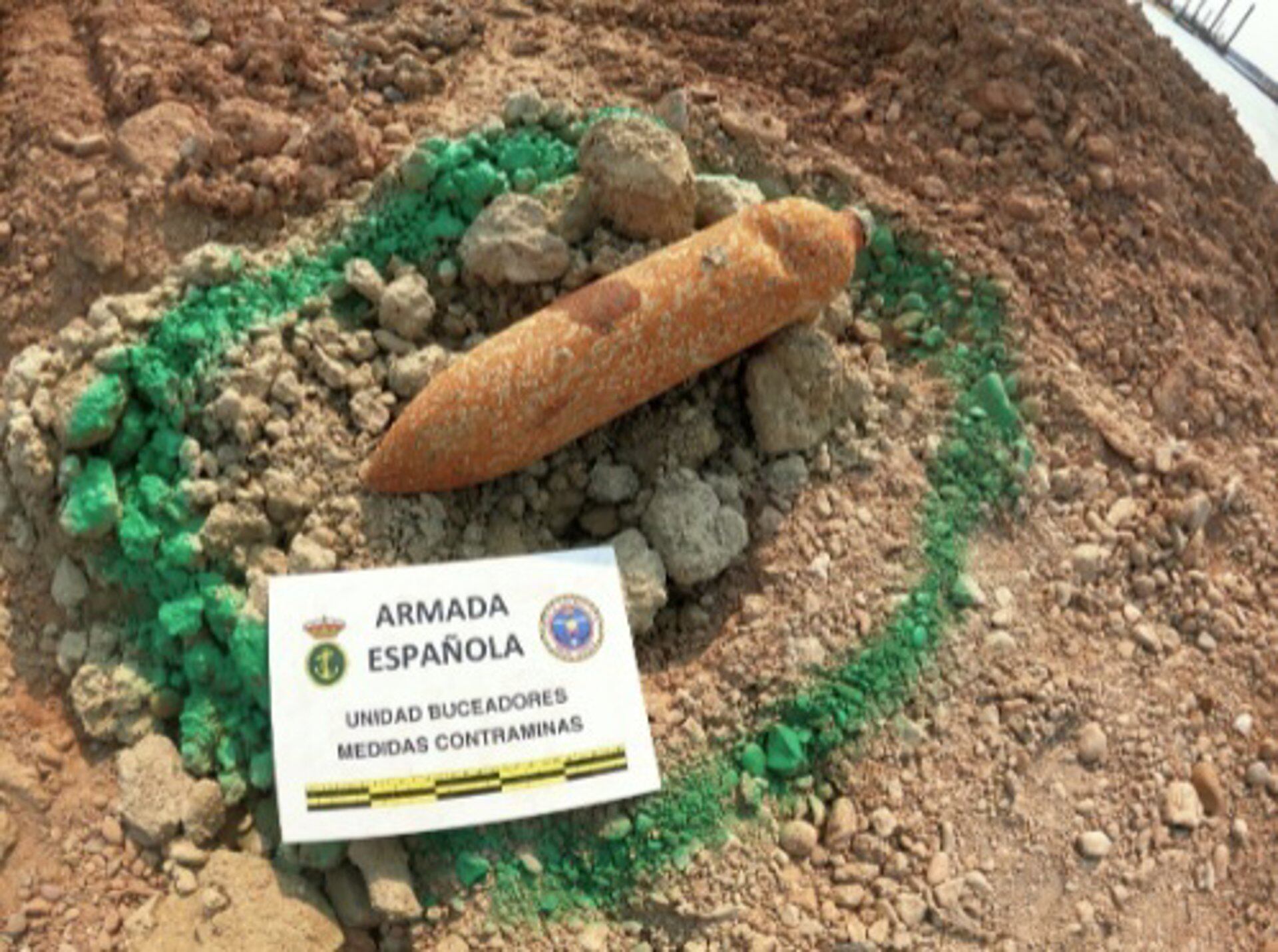 Bomba de aviación encontrada durante los trabajos de ampliación del Puerto de València