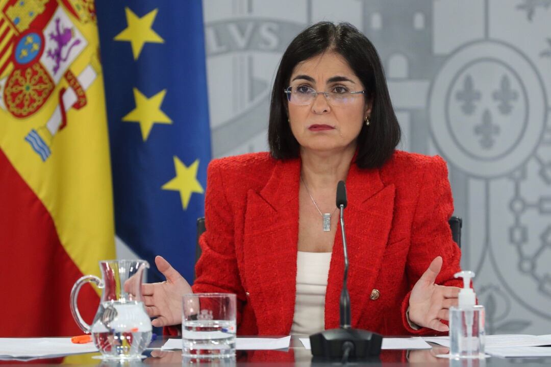 La ministra de Sanidad, Carolina Darias, comparece en rueda de prensa tras la reunión del Consejo Interterritorial del Sistema Nacional de Salud (CISNS), este miércoles en Madrid. EFE-Kiko Huesca