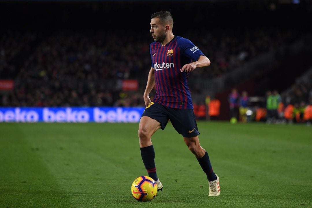 Jordi Alba durante un encuentro con el FC Barcelona.