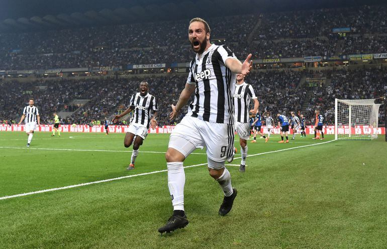 Higuaín celebra el gol ganador en el 90&#039;