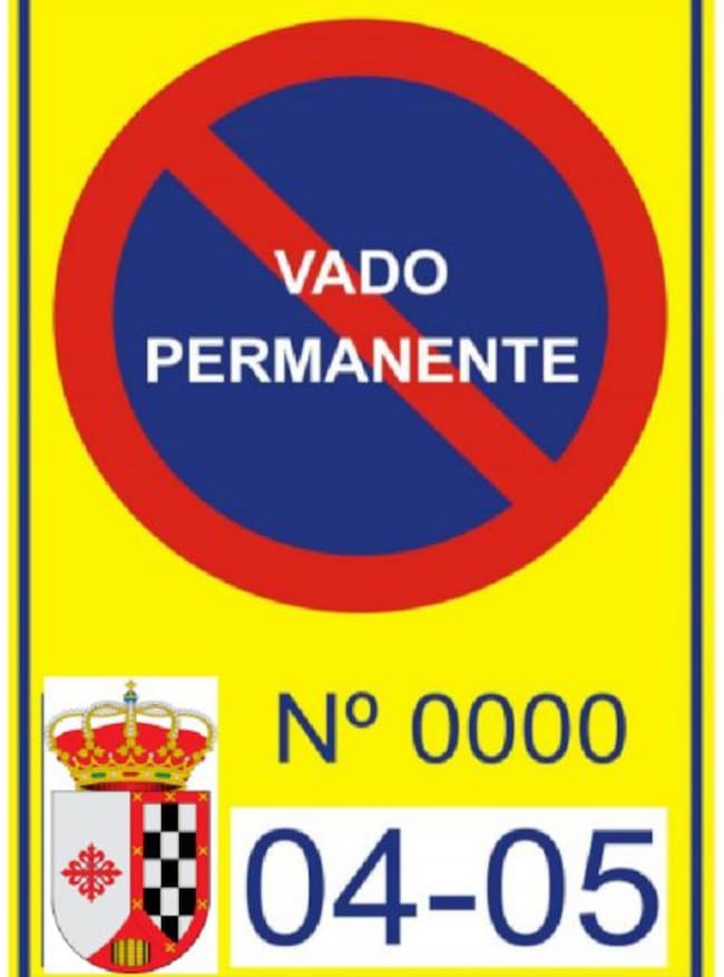 Nueva placa de vado permanente del Ayuntamiento de Valdepeñas