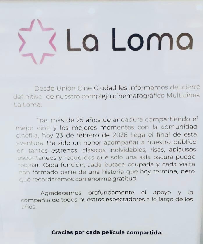 Multicines La Loma cierra sus puertas