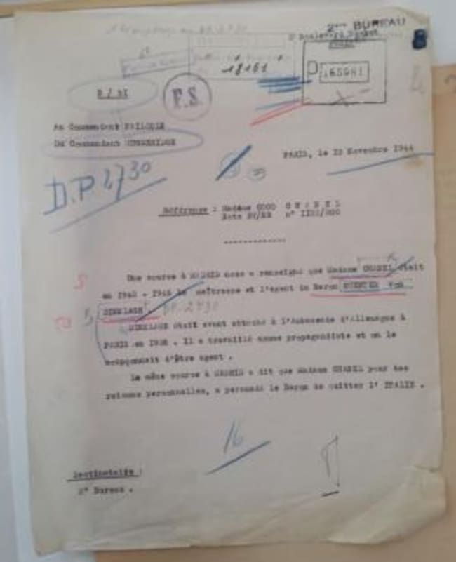 Documentos sobre Coco Chanel en sus viajes por España.