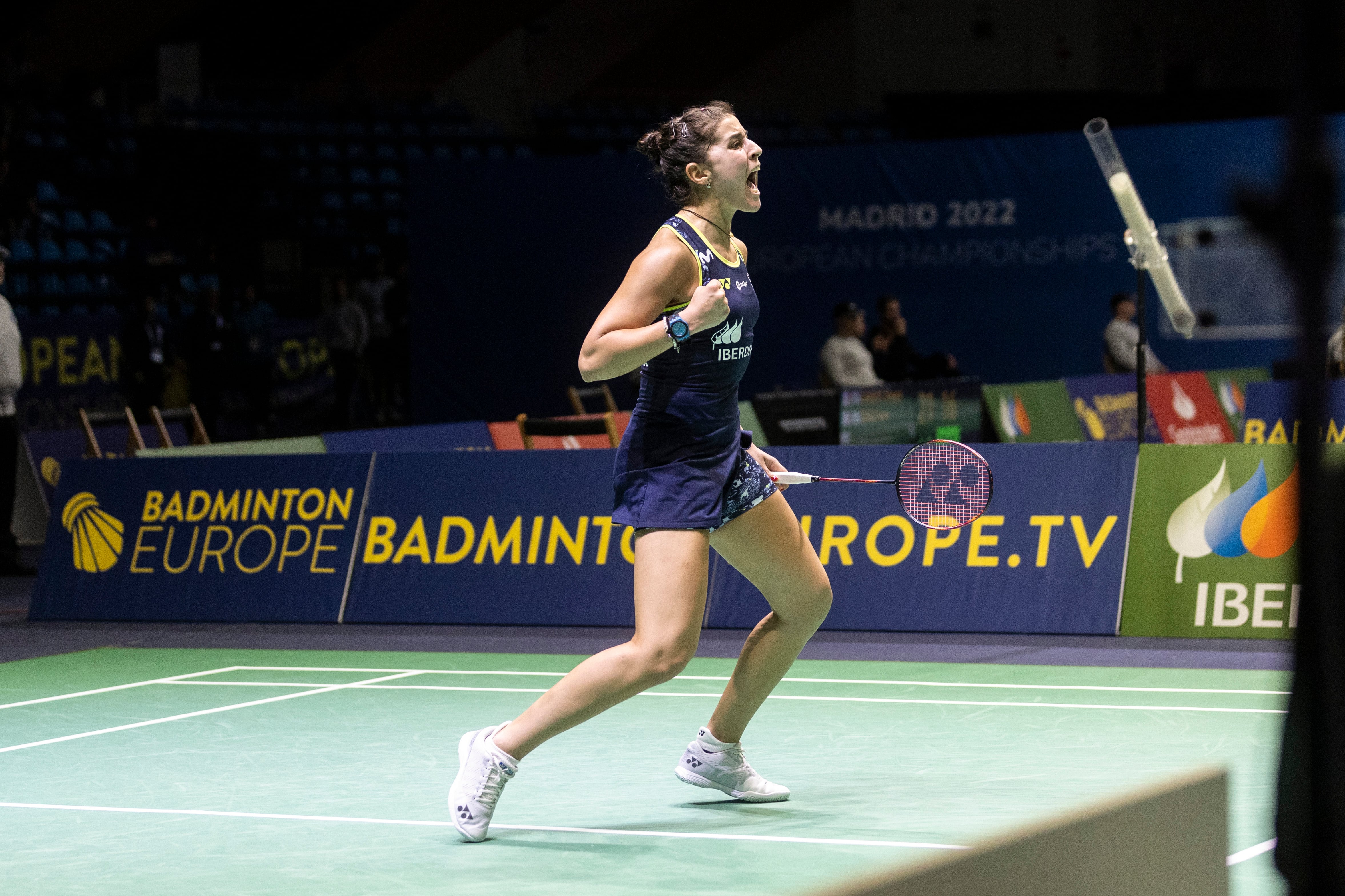 La española Carolina Marín durante la final ante Gilmour