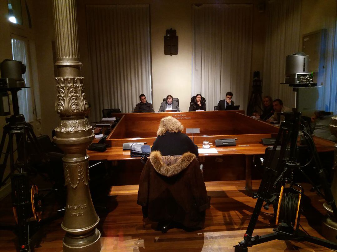De espaldas, la ex directora del IFES, Ana Gomis, durante su comparecencia ante la comisión parlamentaria de investigación sobre los fondos de formación de UGT