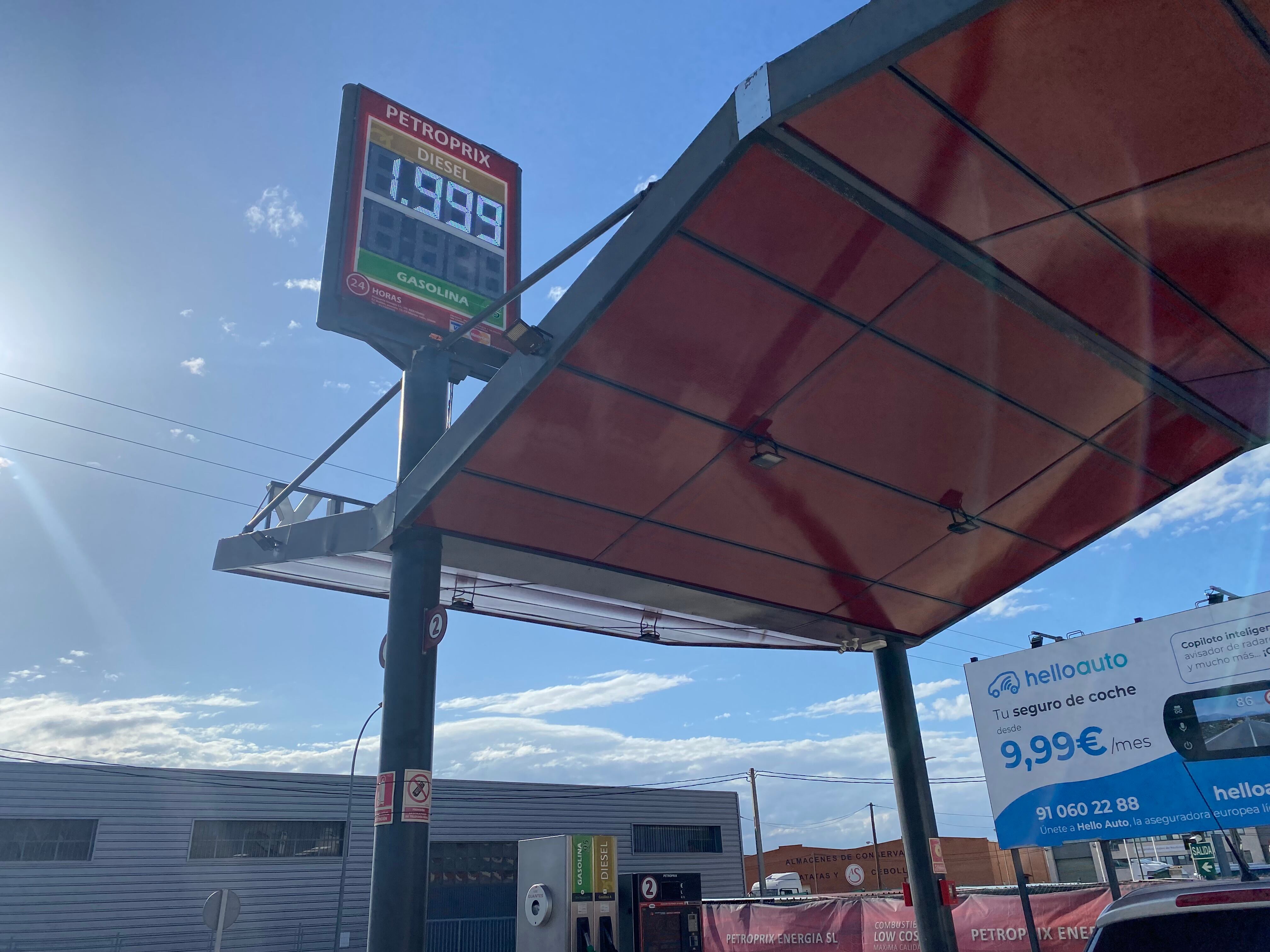 El pasado domingo fue el último día que pudo verse por debajo de los dos euros el litro al diésel en Aranda