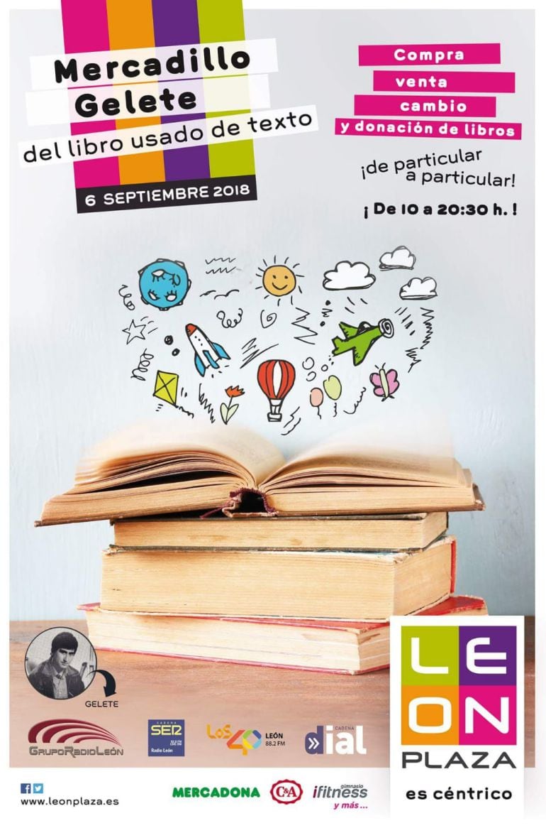 Cartel anunciador del Mercadillo Gelete del libro usado de texto