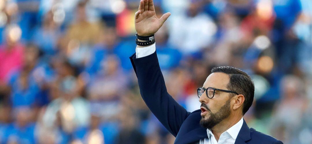 El entrenador del Getafe, José Bordalás, en su partido ante el Atlético de Madrid, de la quinta jornada de liga en Primera División que se disputó en el Coliseum Alfonso Pérez.