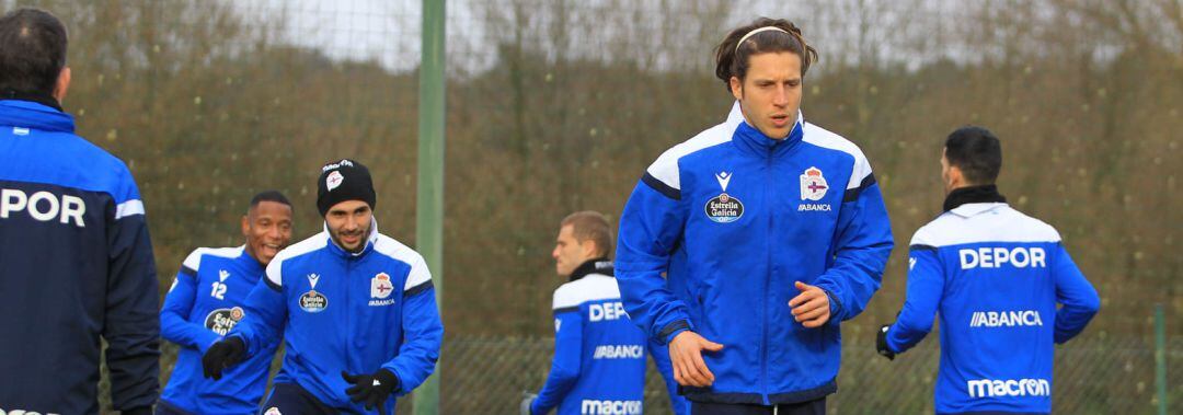 Keko Gontán en el entrenamiento del Deportivo