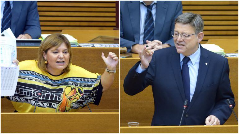 Isabel Bonig, síndica del PP en Les Corts y Ximo Puig, president de la Generalitat