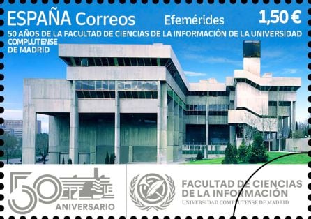 Sello conmemorativo por el 50 aniversario de la Facultad de Ciencias de la Información