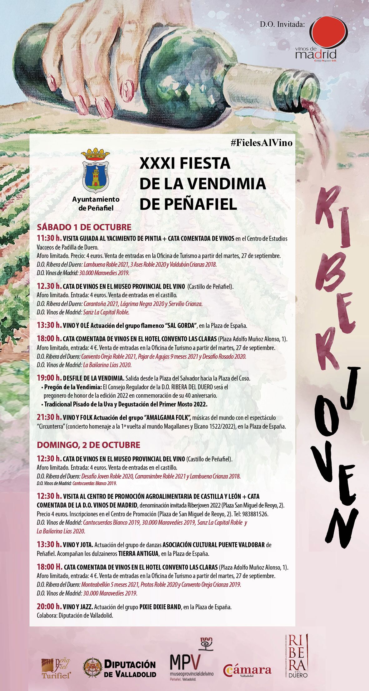 Cartel de actividades del primer fin de semana de la Fiesta de la Vendimia de Peñafiel