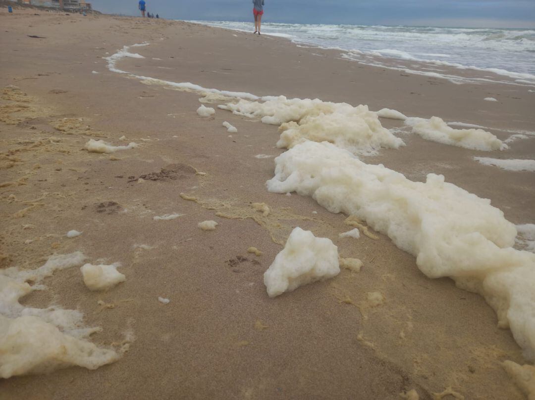 Ciudadanos pide explicaciones sobre el origen de la espuma amarilla en la playa del Perellonet 