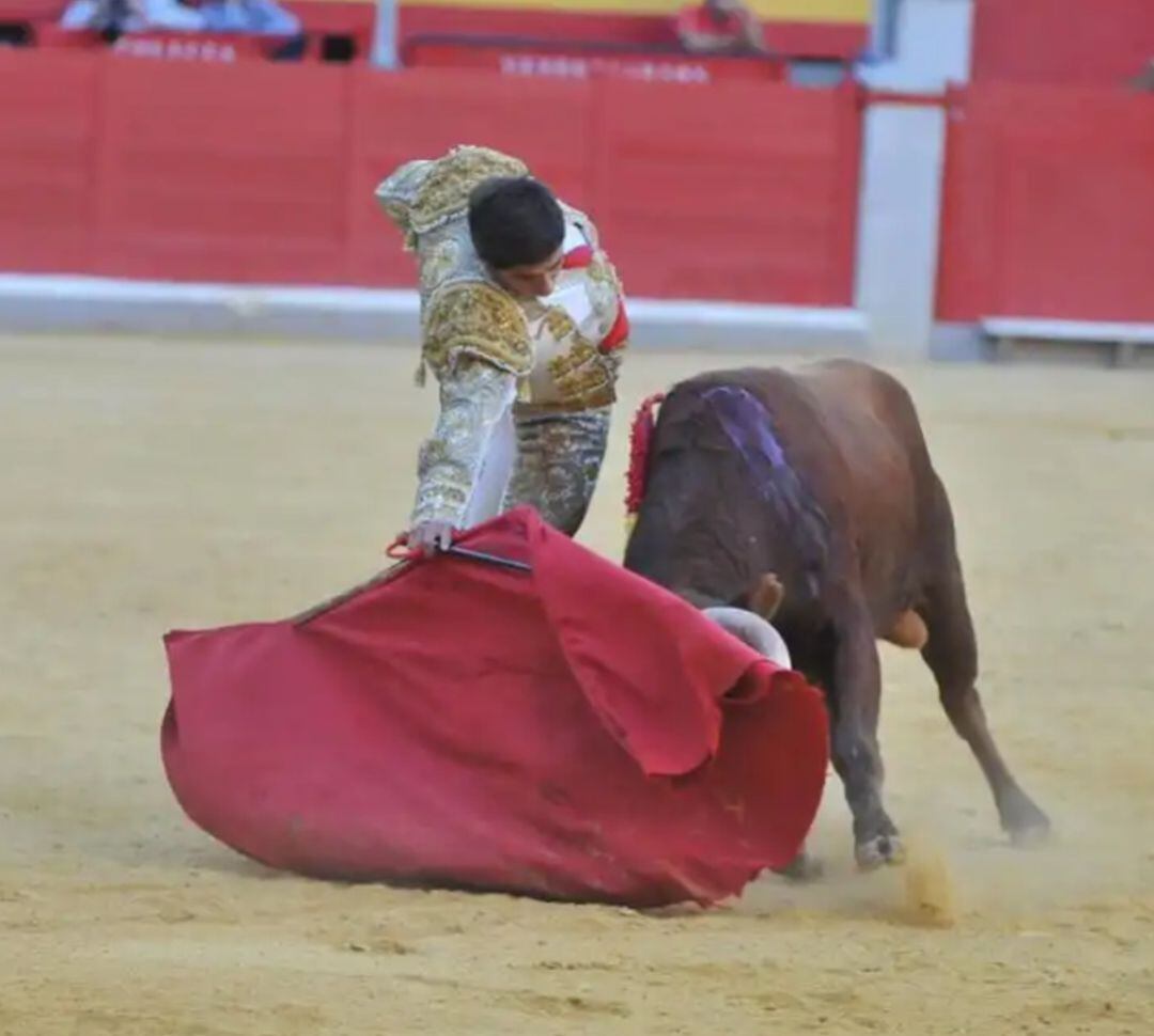 El triunfador del II Certamen de Novilladas de la Fundación de José Tomás, Emiliano Robledo, durante su actuación el pasado lunes en Granada