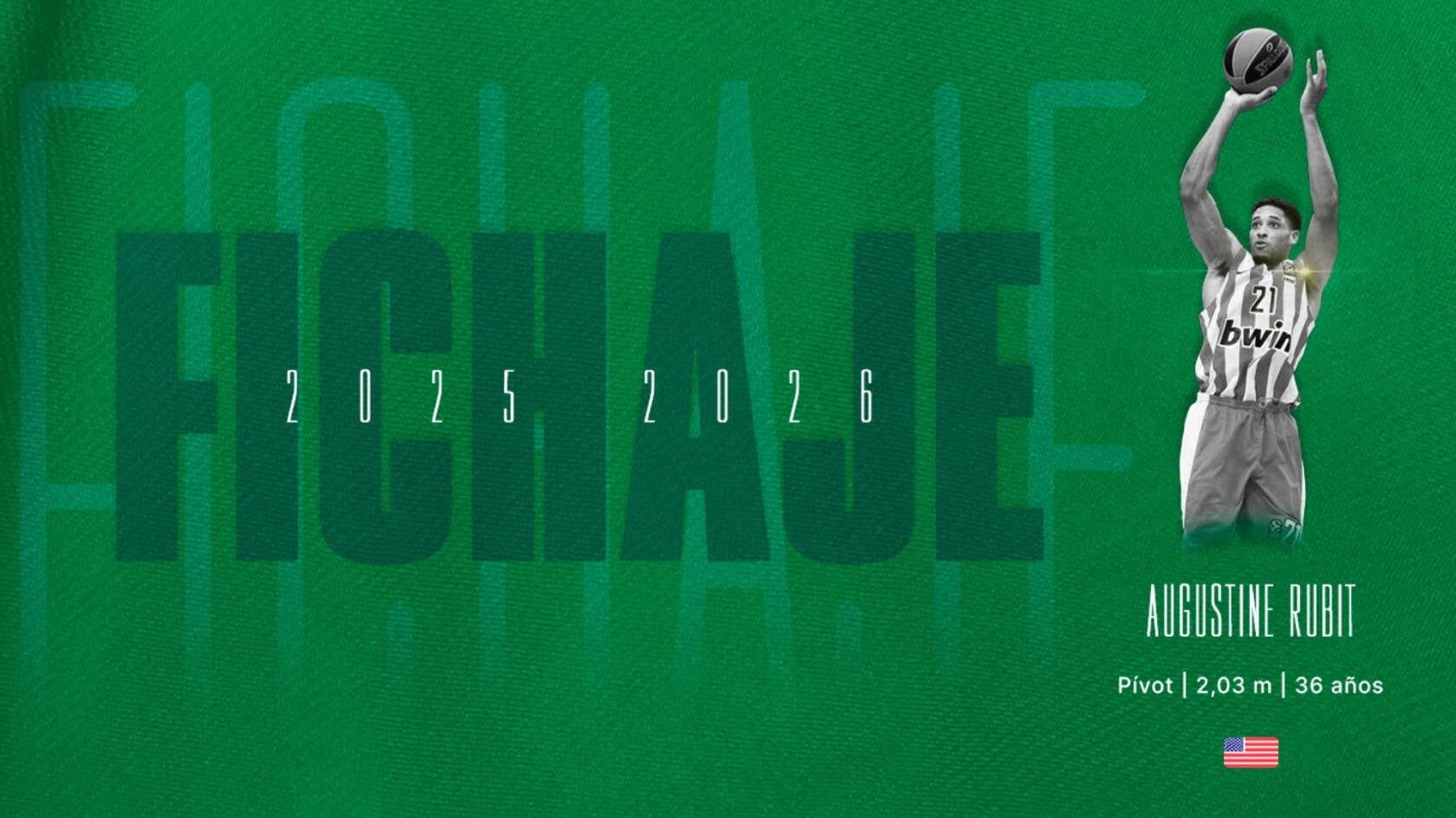 El nuevo fichaje del Unicaja, el pívot Augustine Rubit, llegó ayer a Málaga y pasó el reconocimiento médico