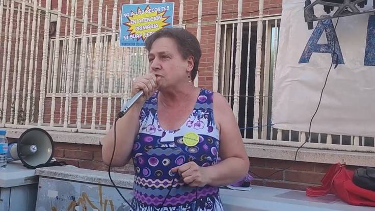 Mar Noguerol en uno de sus actos de protesta frente a su centro de salud