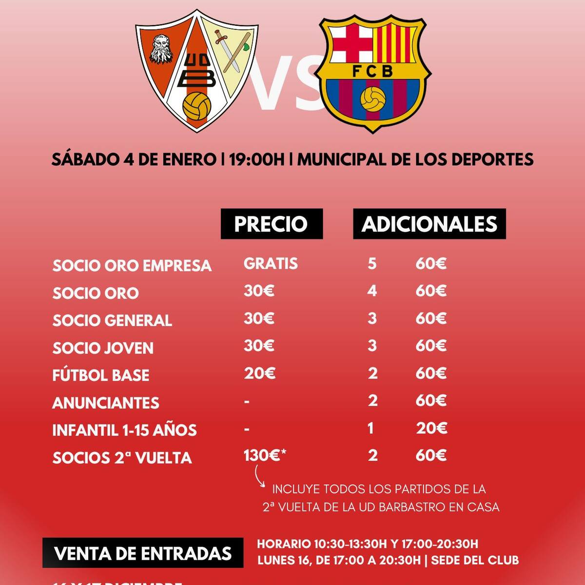 Ya hay precios para ver al FC Barcelona en Barbastro