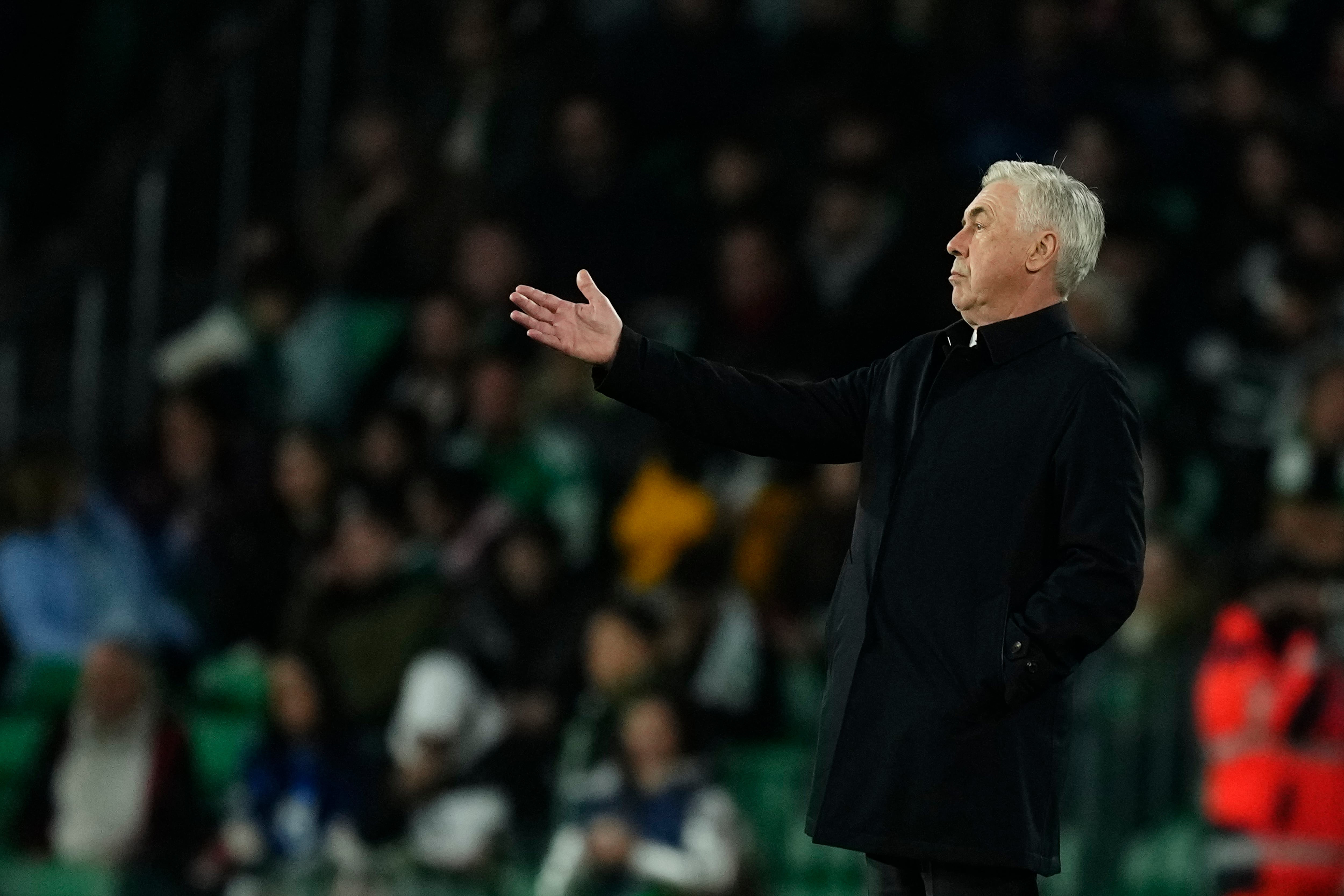 Carlo Ancelotti en el último partido del Real Madrid.