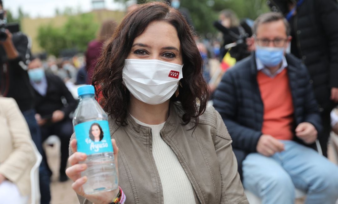 La presidenta de la Comunidad de Madrid y candidata a la reelección, Isabel Díaz Ayuso durante un acto de campaña.