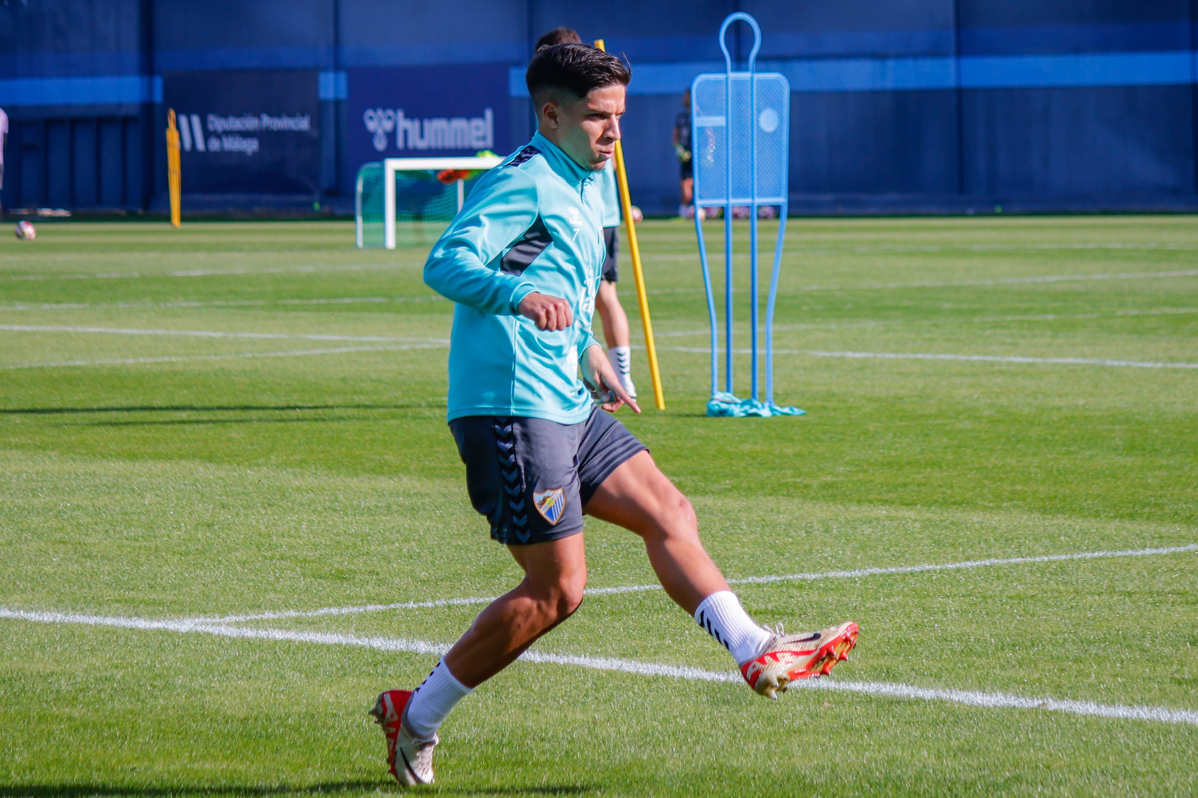 Haitam, en un entrenamiento del Málaga la semana pasada