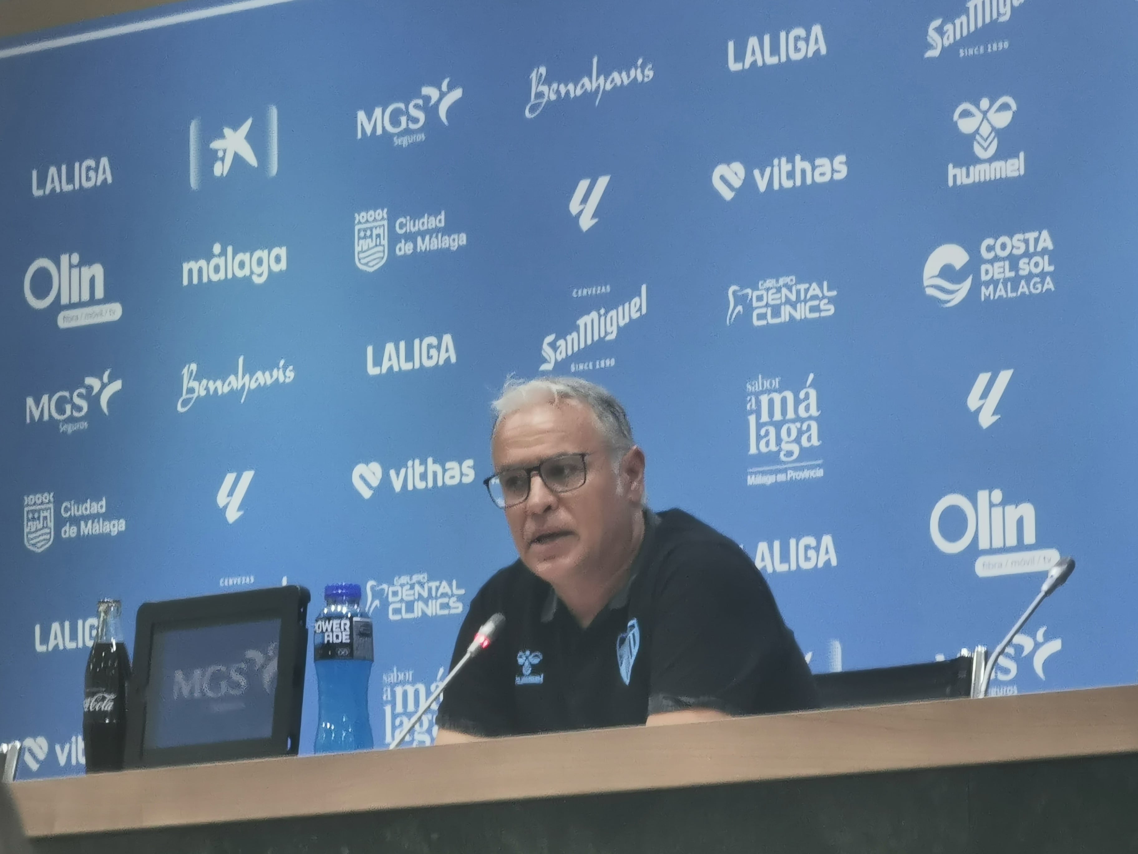 Sergio Pellicer, en la sala de prensa de La Rosaleda