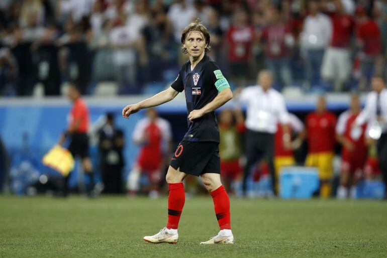 Luka Modric en el partido Croacia - Dinamarca del Mundial de Rusia 2018