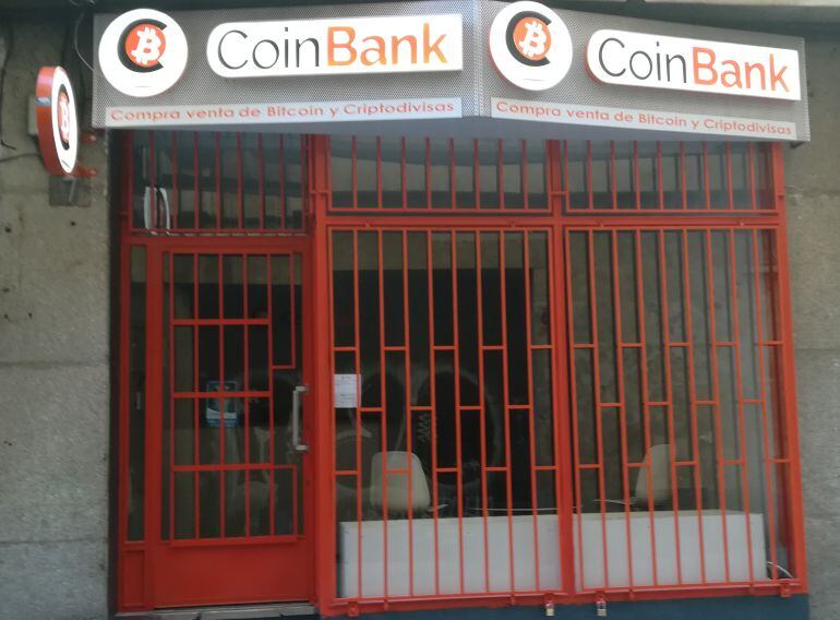 Imagen de una sucursal de intercambio de bitcoin en Salamanca.