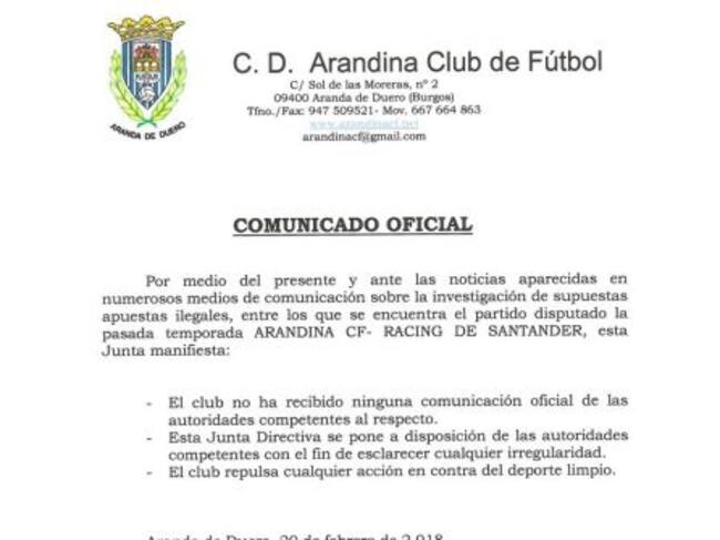 Este es el comunicado redactado por el club blanquiazul.