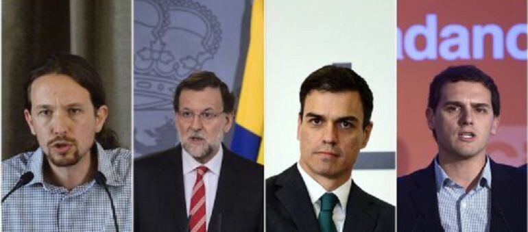 De izquierda a derecha: Pablo Iglesias (Podemos), Mariano Rajoy (PP), Pedro Sánchez (PSOE) y Albert Rivera (Ciudadanos)