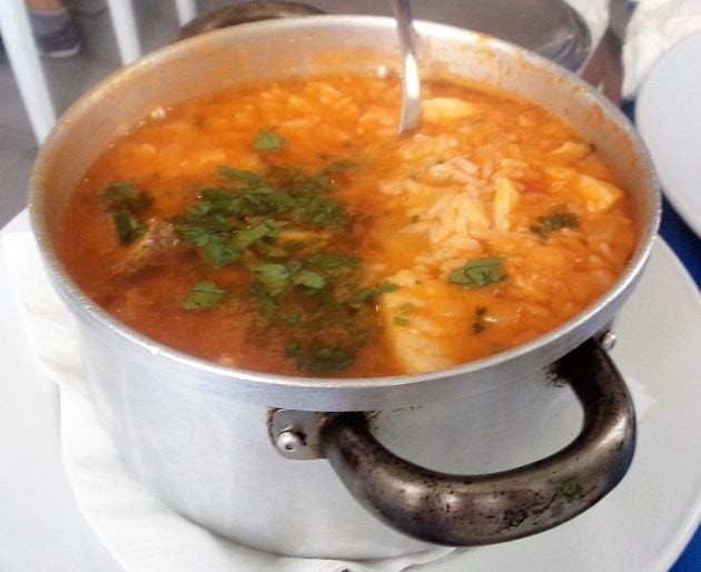 Magnífico el guiso de arroz con bacalao en Bacalhoada, Portimao.