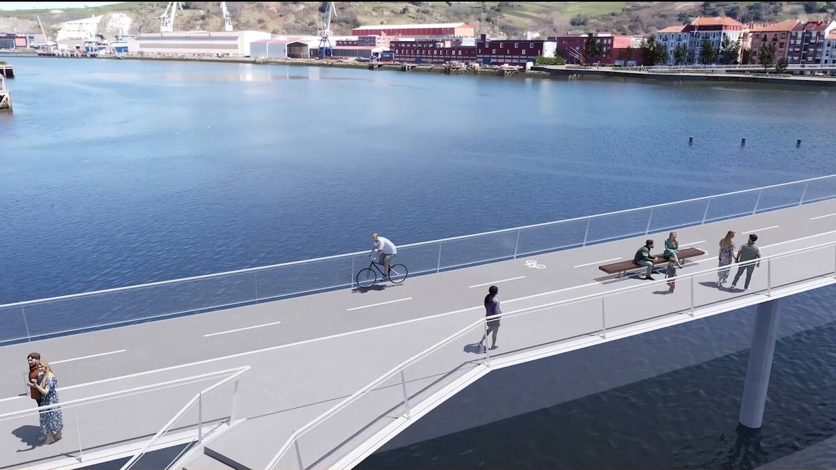 José Angel Iribar bautiza el nuevo puente sobre la ría