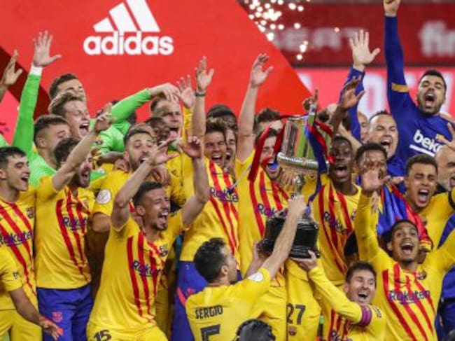 FC Barcelona celebra la Copa del Rey en La Cartuja ante el Athletic de Bilbao.