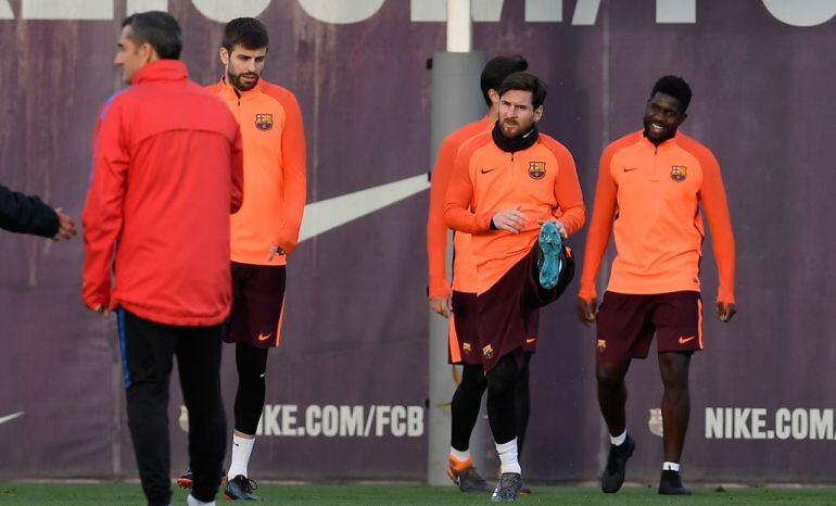 Messi, durante un entrenamiento en la ciudad deportiva del Barça