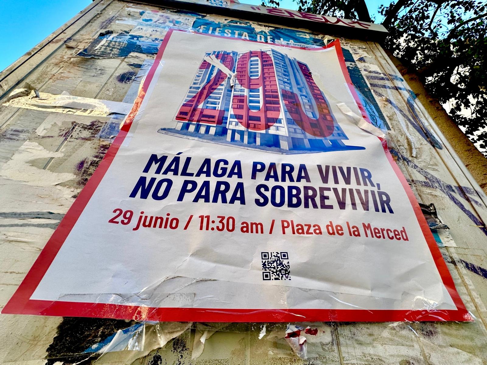 Uno de los carteles que llenan la ciudad de Málaga estos días con motivo del 29J