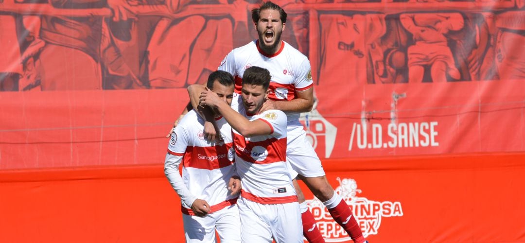 Los jugadores del Sanse celebran el gol del empate a 2