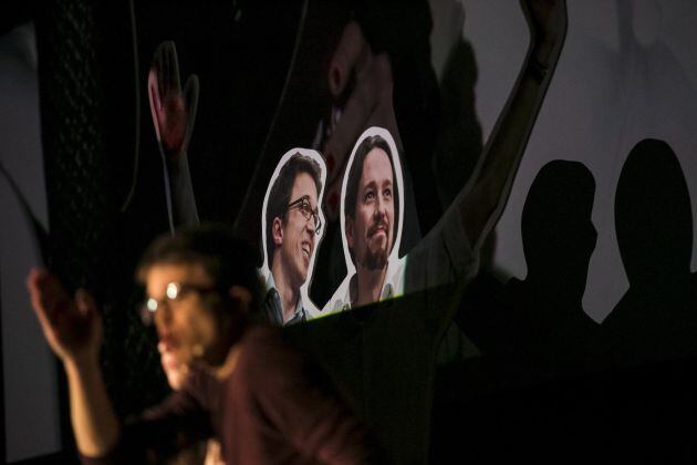 El número dos de Podemos, Íñigo Errejón, durante la presentación de su candidatura para el Consejo Ciudadano Estatal en la asamblea de Vistalegre II