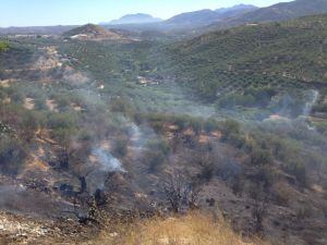 Zona afectada por el incendio en el barrio de la alcantarilla de Jaén.