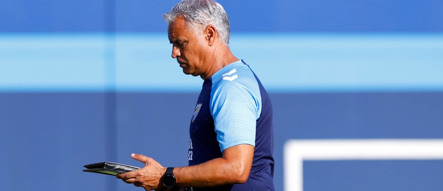Sergio Pellicer, en el entrenamiento del Málaga
