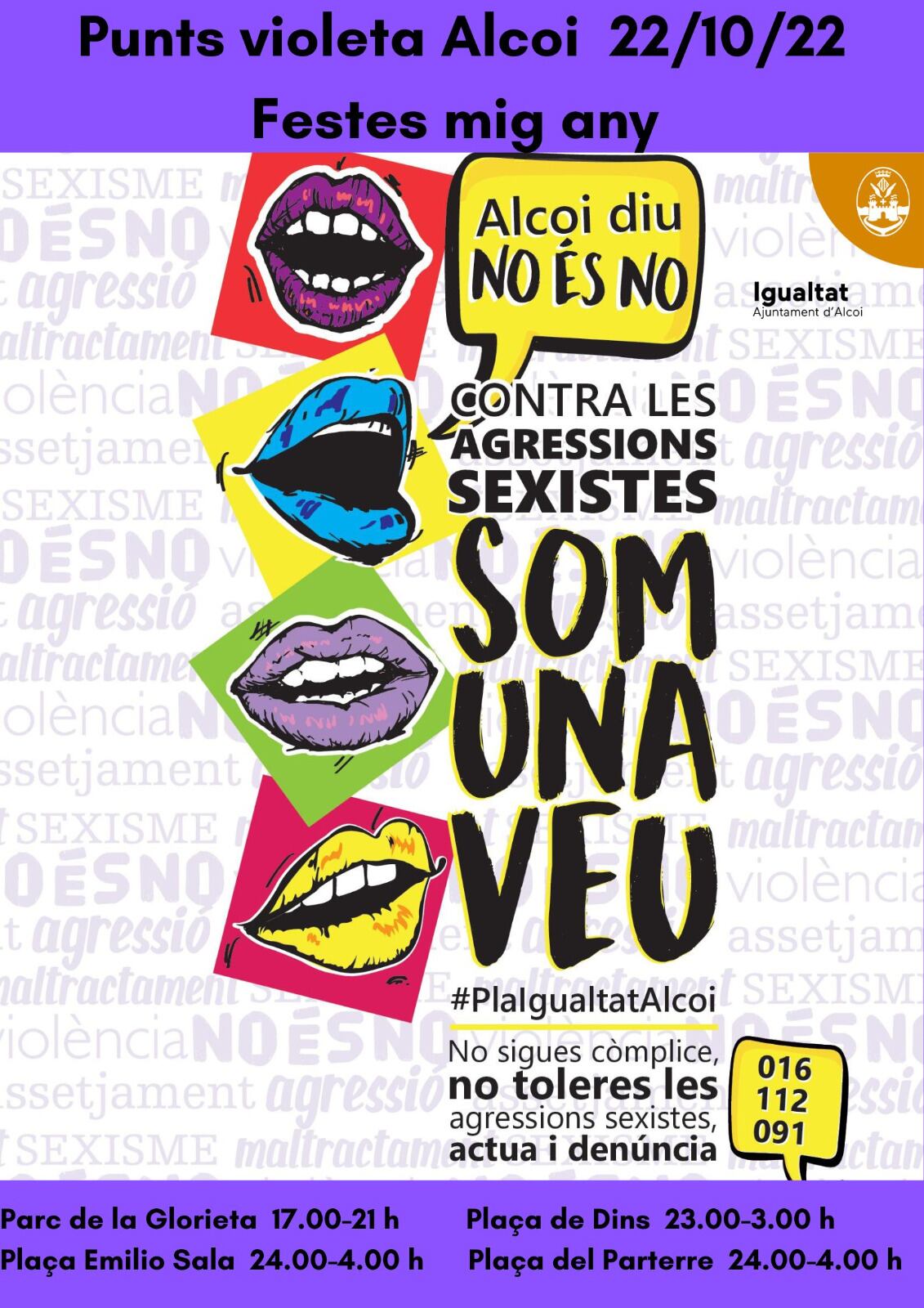 Cartel puntos violeta Mig Any Alcoy