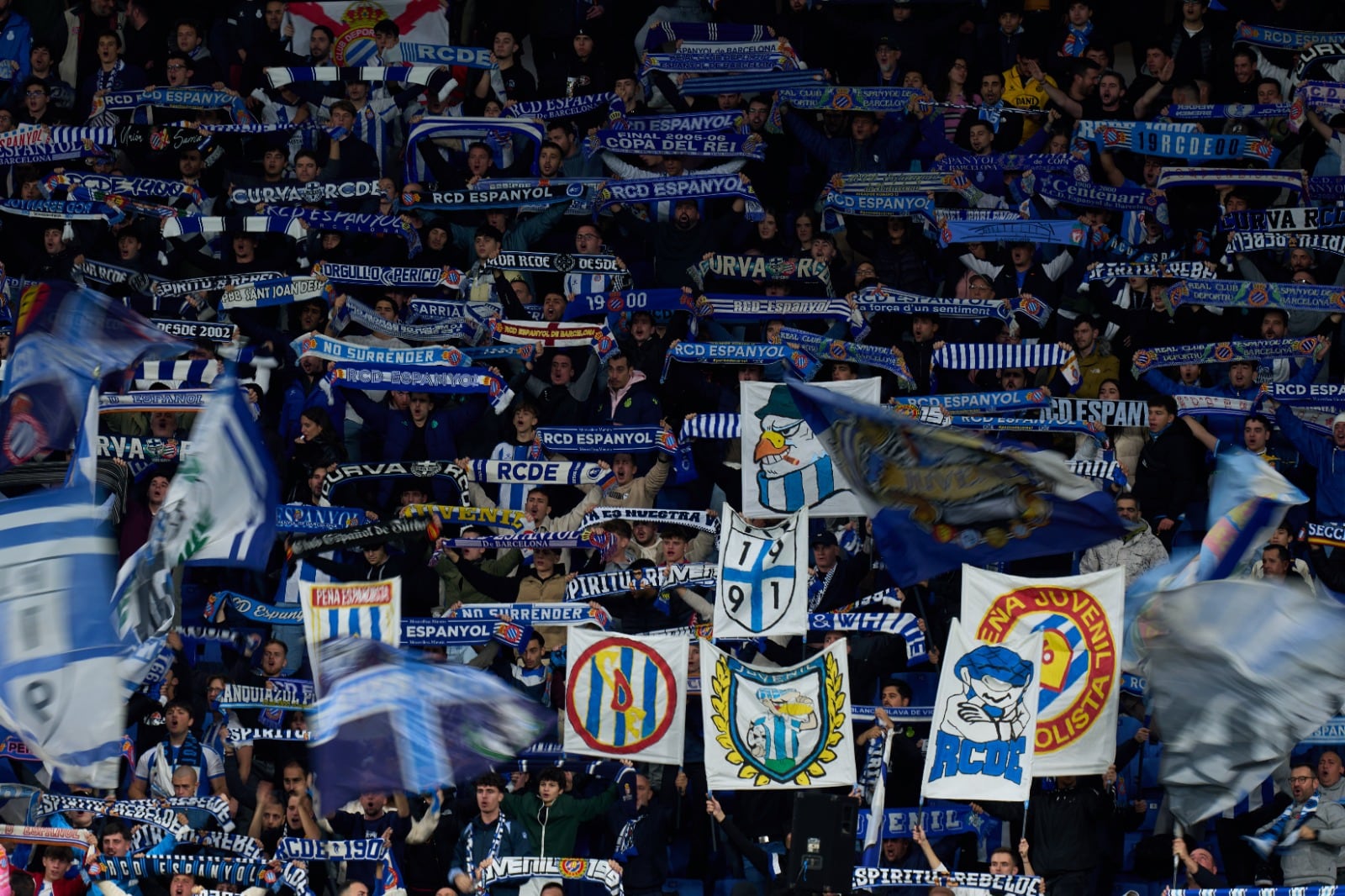 Afición del Espanyol durante un partido. @gettyimages