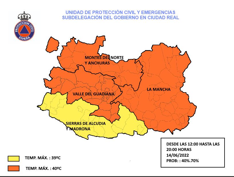 Previsiones de la Unidad de Protección Civil de la Subdelegación del Gobierno para este martes 14 de junio