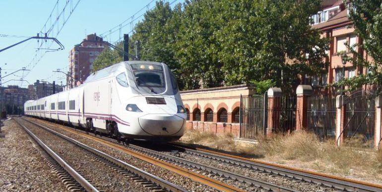 Un tren Alvia a su paso por la Pilarica