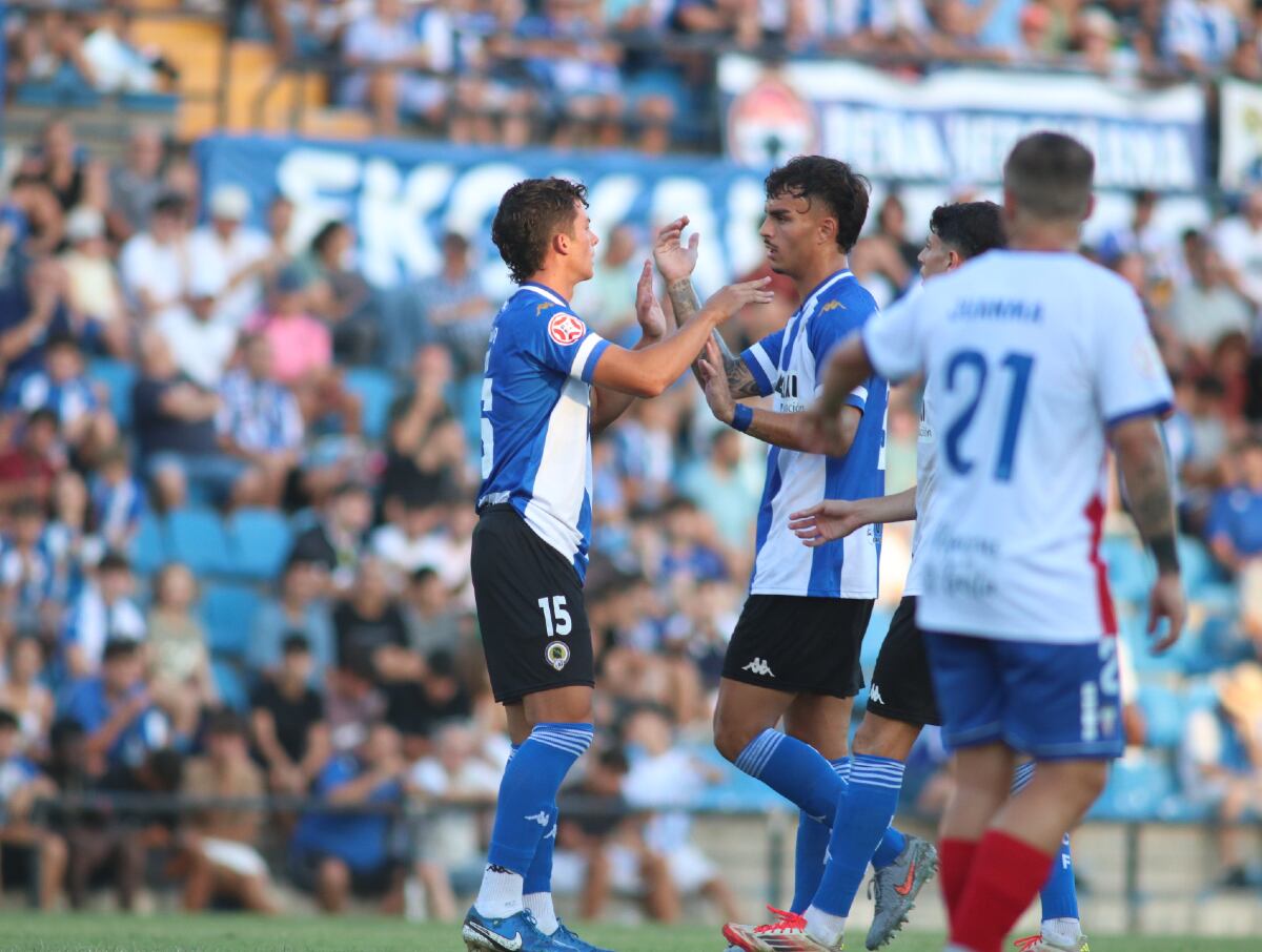Adrián Bolo y Rubén Cantero, frente al Algeciras, en el Rico Pérez