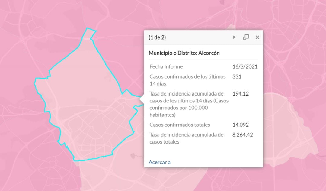 Situación epidemiológica en Alcorcón a 16 de marzo de 2021