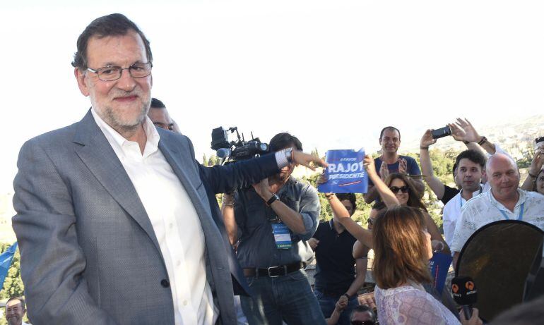 El presidente del Gobierno y del PP, Mariano Rajoy durante un acto electoral del partido 