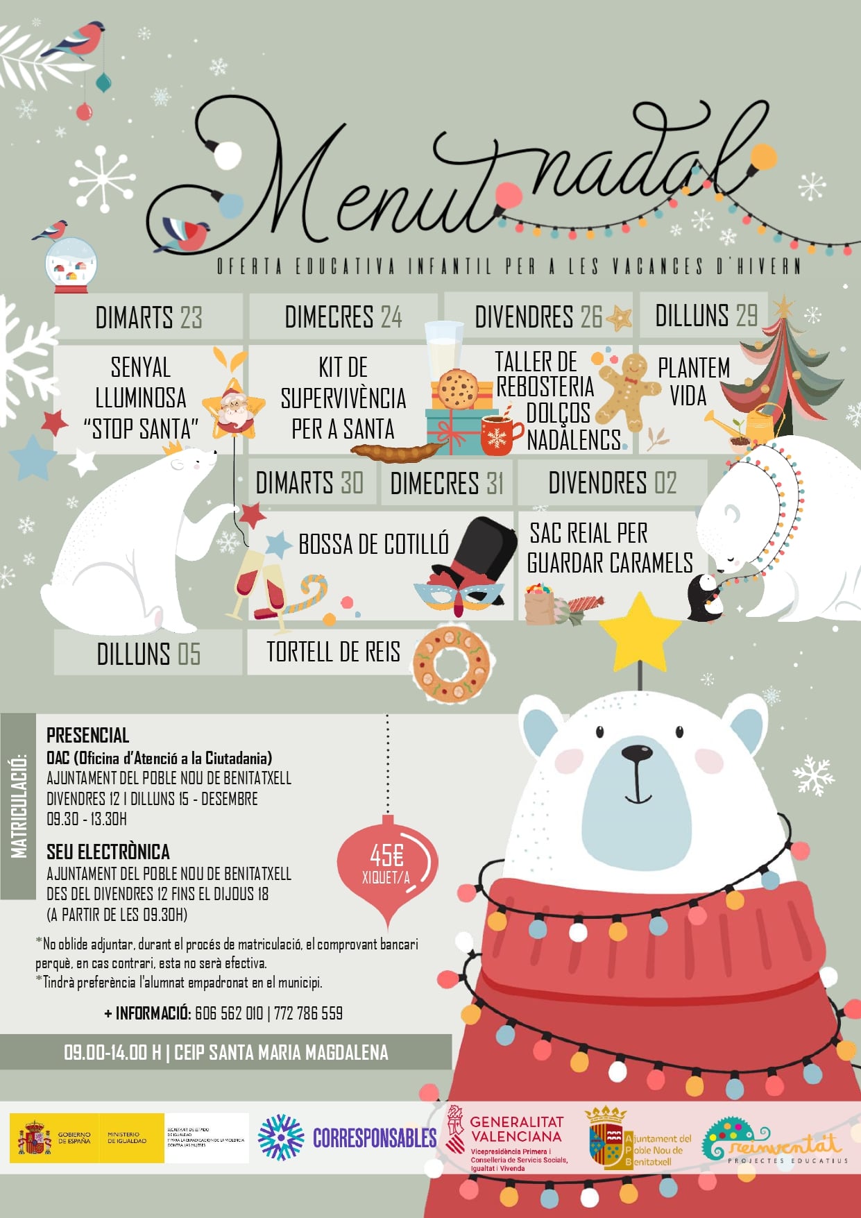 La Escoleta de Navidad abrirá los días 23, 24, 26, 29, 30 y 31 de diciembre, así como el 2 y el 5 de enero