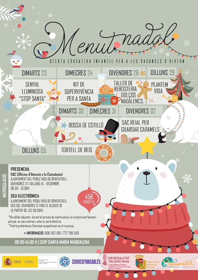 La Escoleta de Navidad abrirá los días 23, 24, 26, 29, 30 y 31 de diciembre, así como el 2 y el 5 de enero