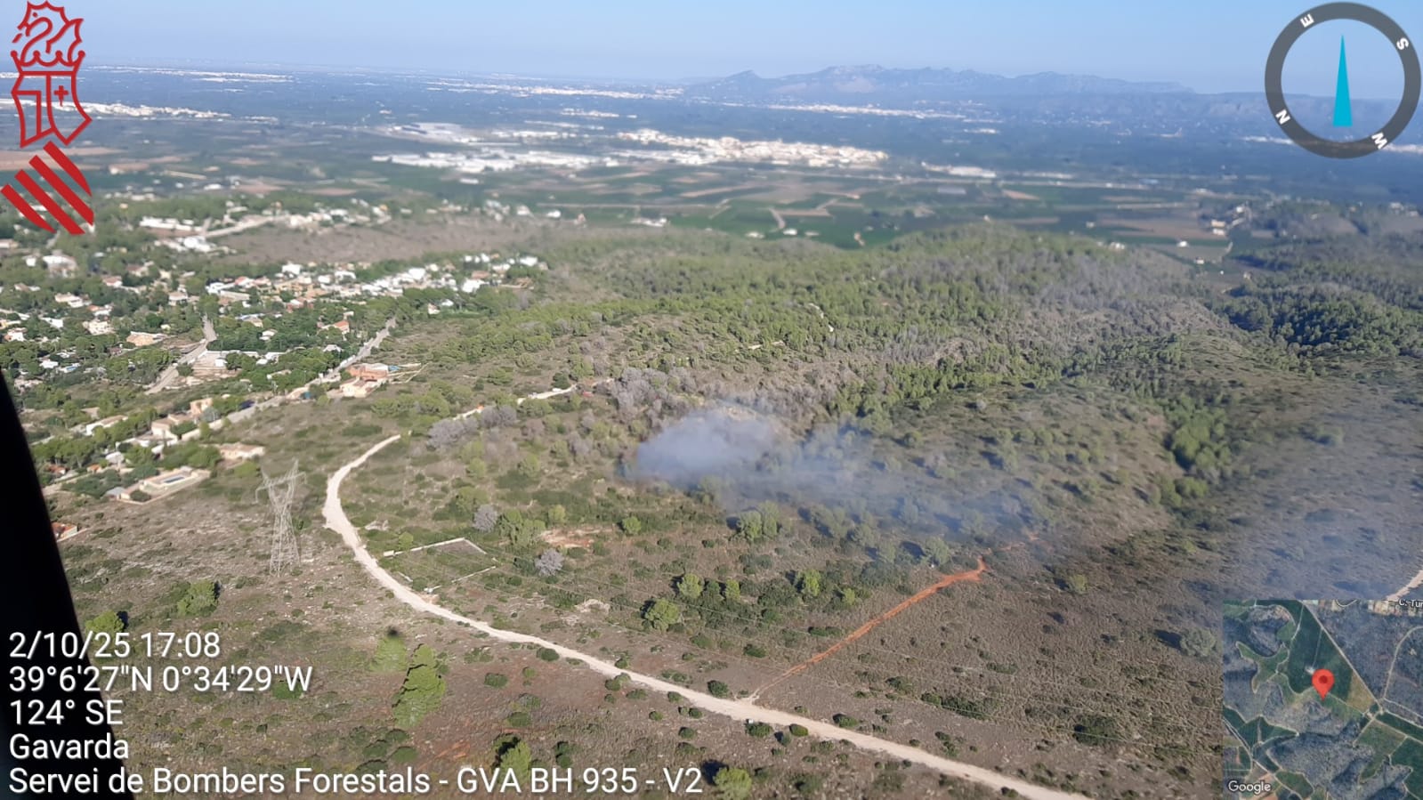 Incendio forestal en Alberic. Fuente: GVA 112 CV