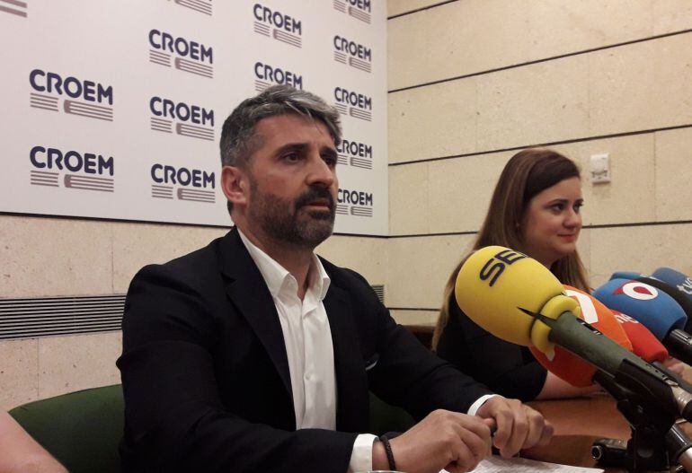 El presidente de Hostemur, Jesús Jiménez, en la rueda de prensa en la sede de CROEM